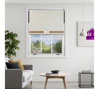 Furnished Cream Blackout Roller Blind With Decorative Gold Glitter & Cream Bow - Trimmable (W)50Cm X (L)165Cm