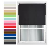 FURNISHED Custom-Made Premium Roller Blinds - Blackout Window Blinds with Metal Fittings - Thermal Insulated and Energy-Efficient - Made to Measure Black, 90W x 210H cm