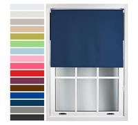 FURNISHED Custom-Made Premium Roller Blinds - Blackout Window Blinds with Metal Fittings - Thermal Insulated and Energy-Efficient - Made to Measure Navy, 60W x 165H cm