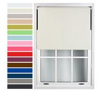 FURNISHED Custom-Made Premium Roller Blinds - Blackout Window Blinds with Metal Fittings - Thermal Insulated and Energy-Efficient - Made to Measure Cream, 90W x 165H cm
