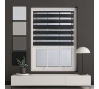 Furnished Day And Night Roller Blinds - Black Striped Roller Shades For Windows And Doors (W)200Cm (L)210Cm