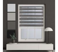 Furnished Day And Night Roller Blinds - Dark Grey Striped Roller Shades For Windows And Doors (W)105Cm (L)210Cm