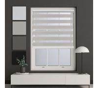 Furnished Day And Night Roller Blinds - Grey Striped Roller Shades For Windows And Doors (W)140Cm (L)165Cm