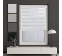 Furnished Day And Night Roller Blinds - White Striped Roller Shades For Windows And Doors (W)75Cm (L)210Cm