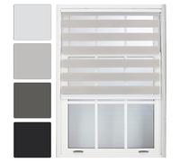 FURNISHED Day and Night Roller Blinds - Zebra Blind Dim or Translucent Vision Roller Shades for Windows and Doors - Dual Layer Fabric, Grey, 210W x 165H cm