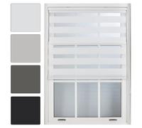 FURNISHED Day and Night Roller Blinds - Zebra Blind Dim or Translucent Vision Roller Shades for Windows and Doors - Dual Layer Fabric, White, 200W x 210H cm