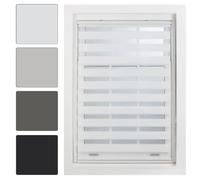 FURNISHED Day Night Blinds Made to Measure - Zebra Roller Blind Double Vision Fabric Quick Install Window Shades - Day and Night Blind, White, 60W x 165H cm