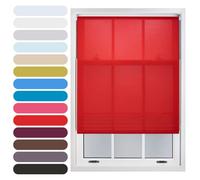 FURNISHED Daylight Roller Blind Trimmable Blinds Window Shade - Easy Install Non-blackout Fabric Complete Roller Blind Kit for Kitchen Living Room Bedroom, Red, 60W x 165H cm