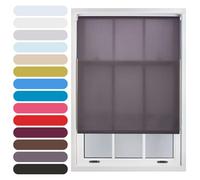 FURNISHED Daylight Roller Blind Trimmable Blinds Window Shade - Easy Install Non-blackout Fabric Complete Roller Blind Kit for Kitchen Living Room Bedroom, Dark Grey, 135W x 165H cm
