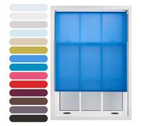 FURNISHED Daylight Roller Blind Trimmable Blinds Window Shade - Easy Install Non-blackout Fabric Complete Roller Blind Kit for Kitchen Living Room Bedroom, Blue, 140W x 165H cm