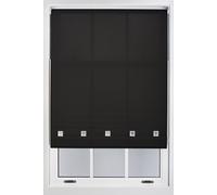 Furnished Daylight Roller Blind with Chrome Square Eyelets - Trimmable Window Shade in Black | Size: 70 cm width x 165 cm drop Furnished Black 70 cm width x 165 cm drop