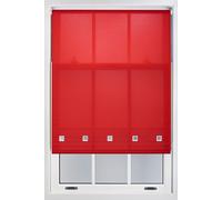 Furnished Daylight Roller Blind with Chrome Square Eyelets - Trimmable Window Shade in Red | Size: 70 cm width x 210 cm drop Furnished Red 70 cm width x 210 cm drop