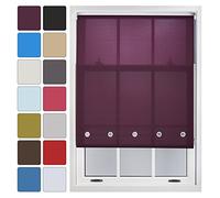 FURNISHED Daylight Roller Blind with Eyelets Made to Measure, Aubergine, Up to 150W x 165H cm
