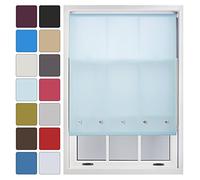 FURNISHED Daylight Roller Blind with Eyelets Made to Measure, Duck Egg Blue, Up to 90W x 210H cm