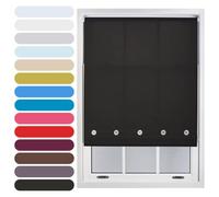 FURNISHED Daylight Roller Blind with Round Eyelets Trimmable, Black, 175W x 165L cm