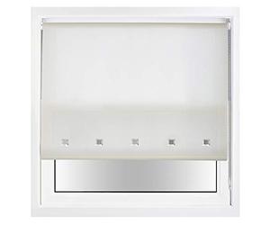 FURNISHED Daylight Roller Blinds Sheer 30% Light Filter Day Blind with Square Eyelets & Metal Fittings, Trimmable - Cream, 150cm x 165cm