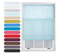 FURNISHED Daylight Roller Blinds Window Shade, Duck Blue, 205W x 210L cm | Trimmable blinds easy install non-blackout fabric complete roller blind kit for kitchen living room bedroom