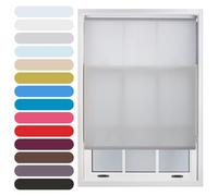 FURNISHED Daylight Roller Blinds Window Shade, Grey, 105W x 210L cm | Trimmable blinds easy install non-blackout fabric complete roller blind kit for kitchen living room bedroom