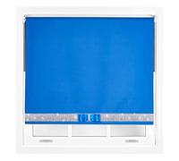 FURNISHED Diamante Blackout Blinds with Bow - Decorative Diamond Sparkle Design Roller Blind Blue Cut to Size Up to 150W x 165L cm
