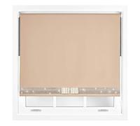 FURNISHED Diamante Blackout Blinds with Bow - Decorative Diamond Sparkle Design Roller Blind Cappuccino Cut to Size Up to 90W x 165L cm