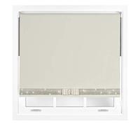 FURNISHED Diamante Blackout Blinds with Bow - Decorative Diamond Sparkle Design Roller Blind Cream Cut to Size Up to 90W x 165L cm