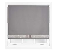 FURNISHED Diamante Blackout Blinds with Bow - Decorative Diamond Sparkle Design Roller Blind Dark Grey Cut to Size Up to 240W x 165L cm