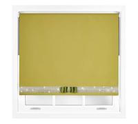FURNISHED Diamante Blackout Blinds with Bow - Decorative Diamond Sparkle Design Roller Blind Green Cut to Size Up to 60W x 210L cm