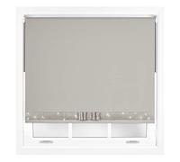 FURNISHED Diamante Blackout Blinds with Bow - Decorative Diamond Sparkle Design Roller Blind Grey Cut to Size Up to 120W x 165L cm