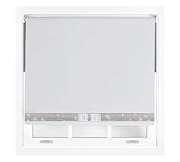 FURNISHED Diamante Blackout Blinds with Bow - Decorative Diamond Sparkle Design Roller Blind White Cut to Size Up to 150W x 165L cm