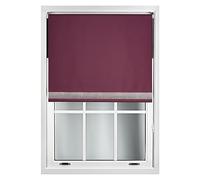 FURNISHED Diamante Edge Blackout Roller Blinds - Black Out Thermal Fabric Insulated Window Blind with Decorative Diamante Glitter Trim, Aubergine Up to 120W x 165L cm
