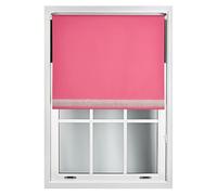 FURNISHED Diamante Edge Blackout Roller Blinds - Black Out Thermal Fabric Insulated Window Blind with Decorative Diamante Glitter Trim, Fuchsia Up to 90W x 165L cm