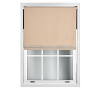 FURNISHED Diamante Edge Blackout Roller Blinds - Black Out Thermal Fabric Insulated Window Blind with Decorative Diamante Glitter Trim, Cream Up to 120W x 165L cm