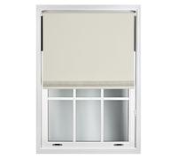 FURNISHED Diamante Edge Blackout Roller Blinds - Black Out Thermal Fabric Insulated Window Blind with Decorative Diamante Glitter Trim, Cream Up to 180W x 210L cm