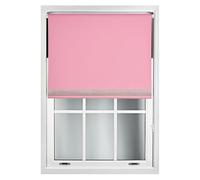 FURNISHED Diamante Edge Blackout Roller Blinds - Black Out Thermal Fabric Insulated Window Blind with Decorative Diamante Glitter Trim, Pink Up to 180W x 165L cm