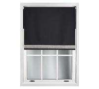 FURNISHED Diamante Edge Blackout Roller Blinds - Black Out Thermal Fabric Insulated Window Blind with Decorative Diamante Glitter Trim, Black Up to 60W x 165L cm