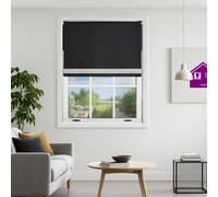 Furnished Diamante Edge Blackout Roller Blinds Made To Measure - Black (W)150Cm X (L)165Cm