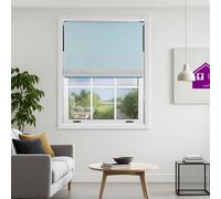 Furnished Diamante Edge Blackout Roller Blinds Made To Measure - Duck Egg Blue (W)150Cm X (L)165Cm