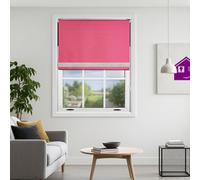 Furnished Diamante Edge Blackout Roller Blinds Made To Measure - Fuchsia Pink (W)120Cm X (L)165Cm