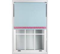 Furnished Duck Egg Blue Blackout Fabric with Pink Glitter Accent - Trimmable Roller Blind | Size: 135 cm width x 165 cm drop Furnished Duck Egg Blue 135 cm width x 165 cm drop