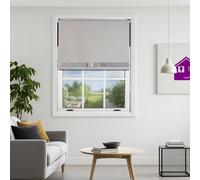 Furnished Grey Blackout Roller Blind With Decorative Silver Glitter & Grey Bow - Trimmable (W)75Cm X (L)165Cm