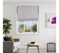 Furnished Grey Blackout Roller Blind With Silver Glitter Edge - Trimmable (W)210Cm X (L)165Cm