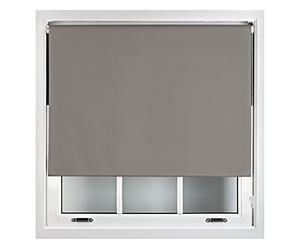 FURNISHED Grey Blackout Roller Blinds 100% Black Out Thermal Window Blind, Dark Grey, 160W x 165H cm
