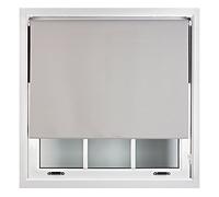 FURNISHED Grey Blackout Roller Blinds 100% Black Out Thermal Window Blind, Gray, 215W x 210H cm