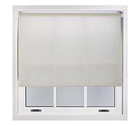 FURNISHED Linen Roller Blinds Natural Cream Window Blind with Metal Fittings, 60W x 165H cm