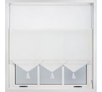 Furnished Luxury Linen Roller Blinds With Triangle Edge, Trimmable - White (W)240Cm X (L)165Cm