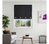 Furnished Made To Measure Blackout Roller Blinds With Big Square Eyelets - Black Blind (W)120Cm (L)165Cm