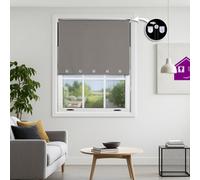 Furnished Made To Measure Blackout Roller Blinds With Square Eyelets And Metal Fittings - Dark Grey (W)180Cm (L)165Cm
