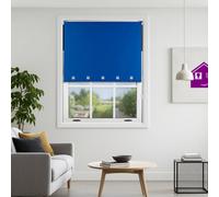 Furnished Made To Measure Blackout Roller Blinds With Square Eyelets - Blue Roller Blind (W)120Cm (L)165Cm