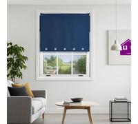 Furnished Made To Measure Blackout Roller Blinds With Square Eyelets - Navy Blue Roller Blind (W)180Cm (L)165Cm