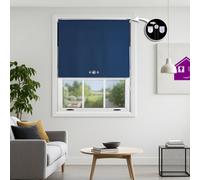 FURNISHED Navy Roller Blind With Triple Round Eyelet Design And Metal Fittings - Made To Measure Blackout Blinds, (W)210Cm X (L)165Cm
